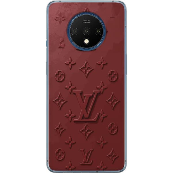 Kompatibelt Mobildeksel til OnePlus 7T Luksuriøst Louis Vuitton-inspirert monogram i mørkerøde toner rød