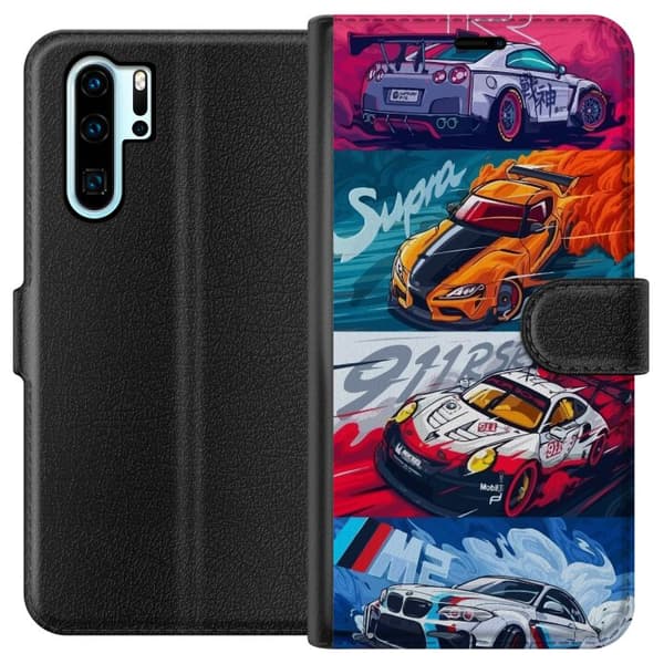 Kompatibelt Lommeboketui til Huawei P30 Pro Biler