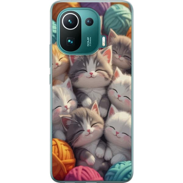 Kompatibelt Mobildeksel til Xiaomi Mi 11 Pro Sovande kattungar beige