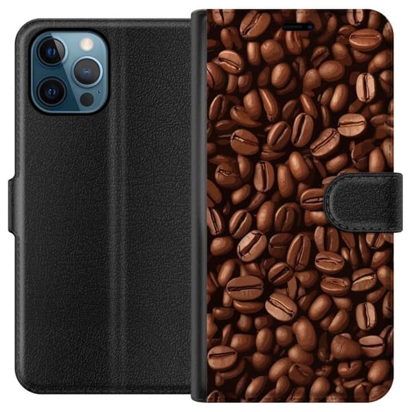 Kompatibelt Lommeboketui til Apple iPhone 12 Pro Kaffebönor närbild brun