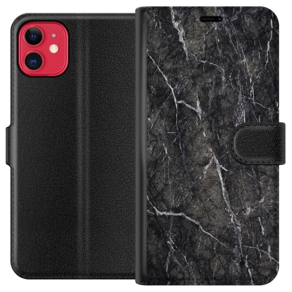 Kompatibel Tegnebogsetui til Apple iPhone 11 Sort Marmor