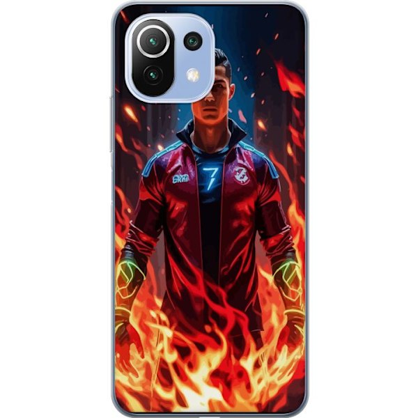 Xiaomi 11 Lite 5G NE Läpinäkyvä kuori Ronaldo Inferno - jalkapallolegenda liekeissä