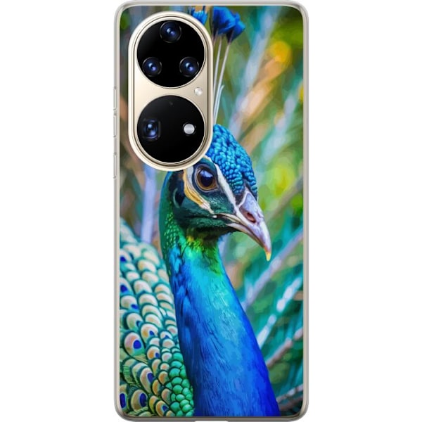 Huawei P50 Pro Läpinäkyvä kuori Pavun Sulat Värikäs Design Lintuaihe Eksoottinen Graafinen Suunnittelu Luonto Ylellinen Koristelu