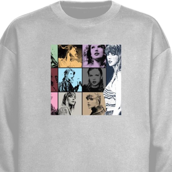 Sweatshirt til Voksne | Klassisk Collegebluse Taylor Swift grå M