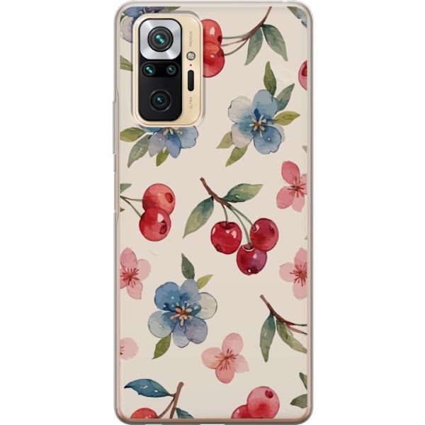 Xiaomi Redmi Note 10 Pro Genomskinligt Skal Bär & Blommor – mönster med blå blommor och skogsbär