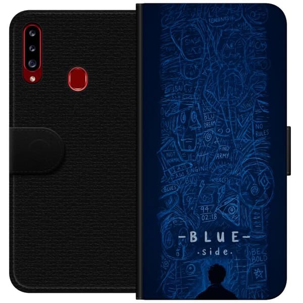 Kompatibelt Plånboksfodral till Samsung Galaxy A20s Blue Side illustration blå