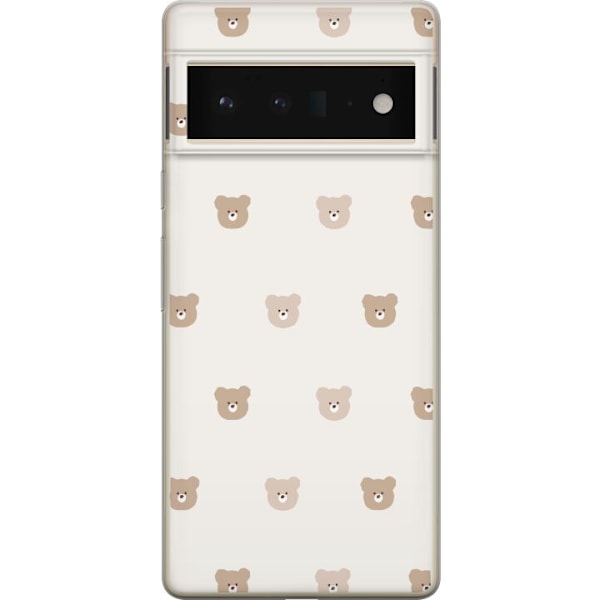 Google Pixel 6 Pro Läpinäkyvä kuori Teddy-tausta - söpöt teddykarhut pehmeällä taustalla