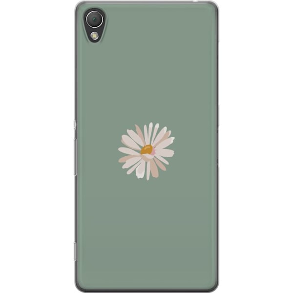 Sony Xperia Z3 Genomskinligt Skal Grön Minimalblomma – stilren blomma på grön bakgrund