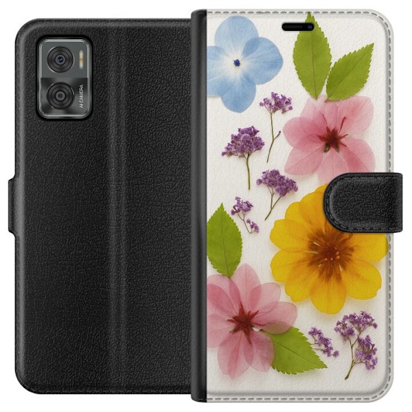 Motorola Moto E22i Tegnebogsetui Pressede blomster