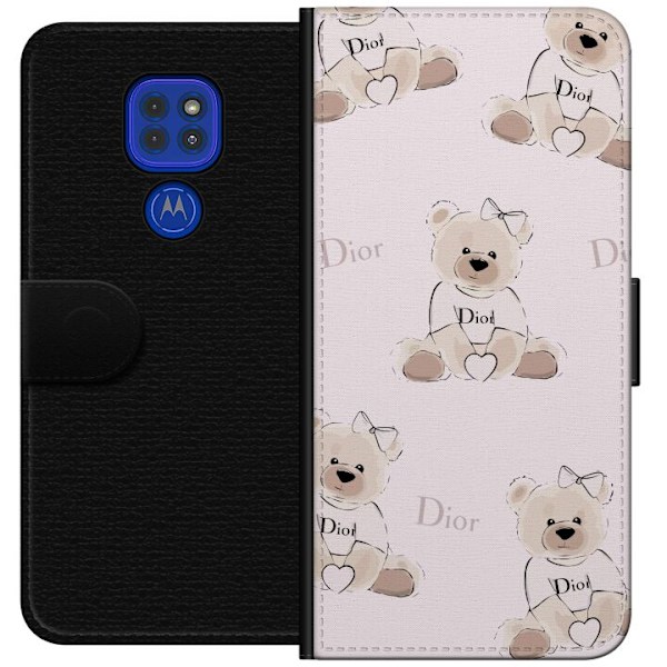 Motorola Moto G9 Play Tegnebogsetui Teddy Dior Vibes - luksuriøs bamse i modetil