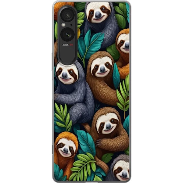 Sony Xperia 5 V Gennemsigtig cover Sengångarstil - afslappet motiv med sød dovendyr