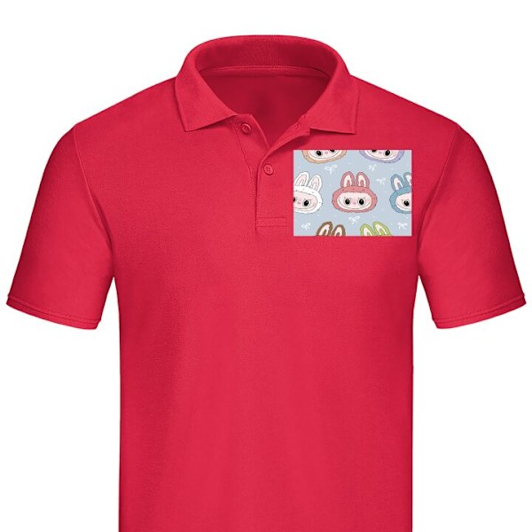 Poloshirt til Voksen | Elegant Poloshirt Pastel Labubu Rød X-Large