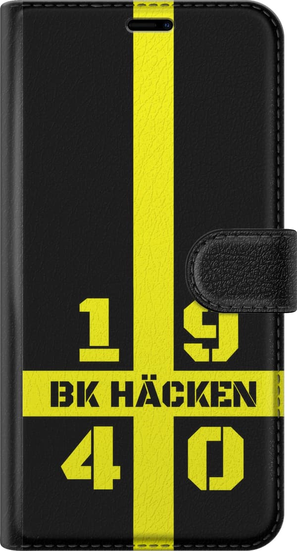 Kompatibel Tegnebogsetui til Apple iPhone 17e Gult årstal - Gule tal, der danner 1940 omkring en lodret gul stribe på sort baggrund sort