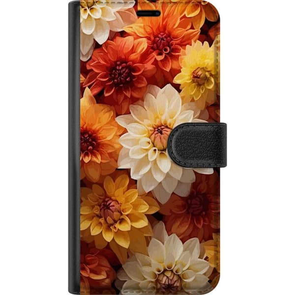 Kompatibel Tegnebogsetui til Apple iPhone 16 Pro Max Orange Blomster