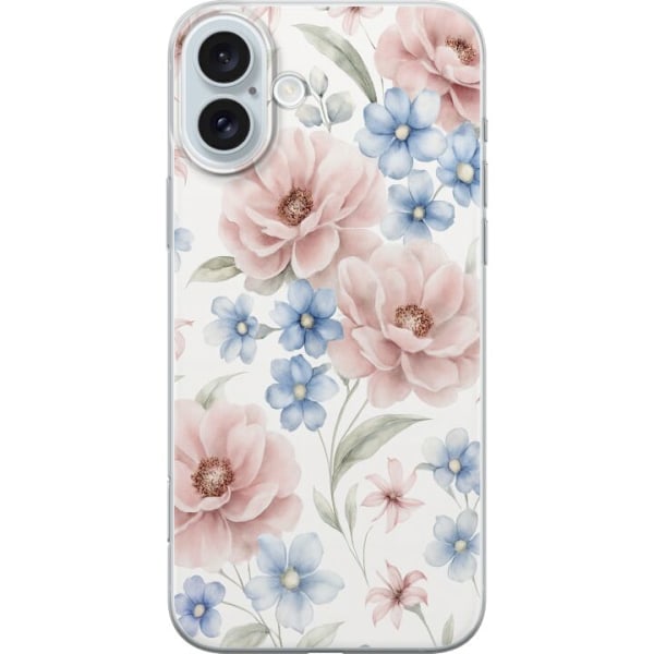 Kompatibelt Mobildeksel til Apple iPhone 16 Plus Romantiske blomster