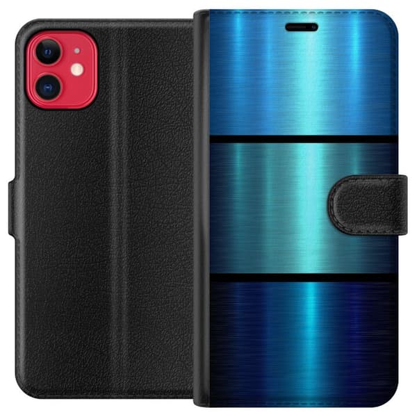 Kompatibel Tegnebogsetui til Apple iPhone 11 Blå Metallic Striber