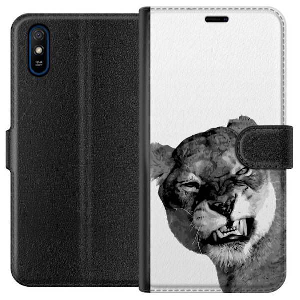 Xiaomi Redmi 9A Lompakkokotelo Leijona Taiteellinen Eläinaihe Afrikkalainen Tyyli Viidakon Tunnelma Graafinen Suunnittelu Kotikoristeet Eläintema
