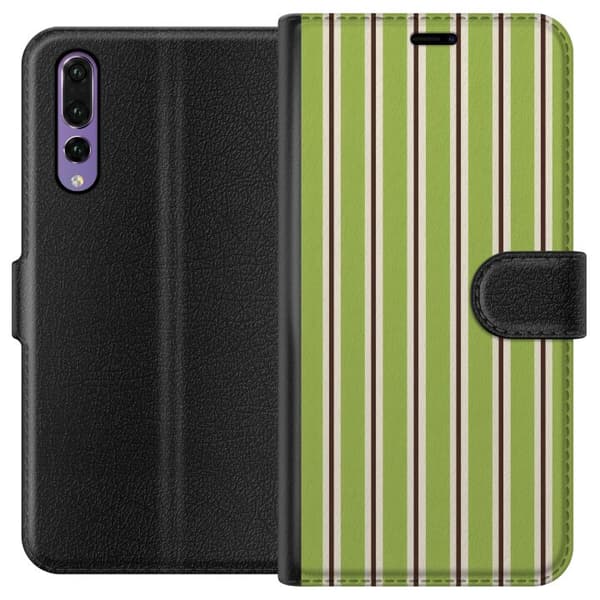 Kompatibelt Plånboksfodral till Huawei P20 Pro Matcha Stripe grön