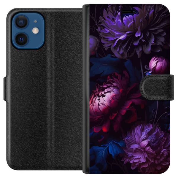 Kompatibelt Plånboksfodral till Apple iPhone 12 mini Purple Flowers