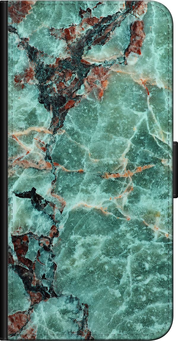 Kompatibel Tegnebogsetui til Xiaomi Redmi Note 9 Pro Turkis marmorgrafik turkis