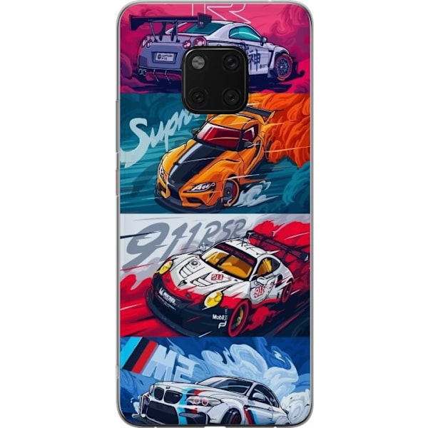 Huawei Mate 20 Pro Läpinäkyvä kuori Nopeat Autot - Piirretty Kuvio Toiminnalla