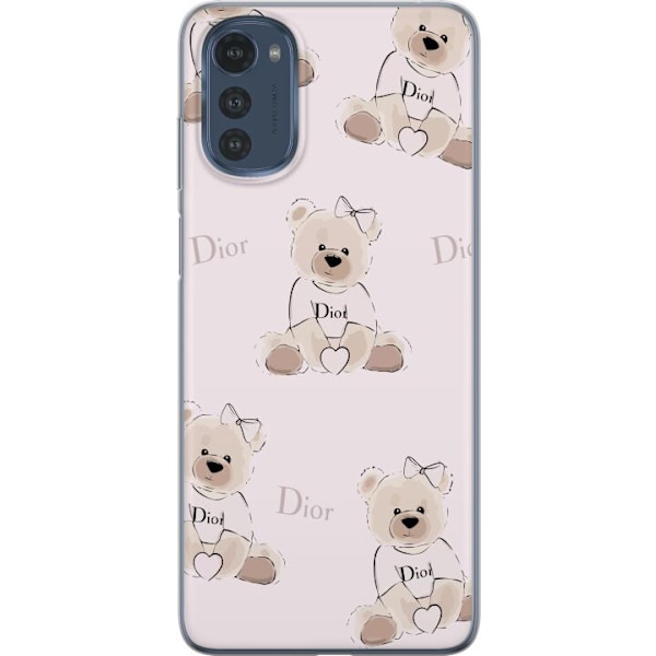 Motorola Moto E32s Läpinäkyvä kuori Teddy Dior Vibes - ylellinen nalle muotityyliin
