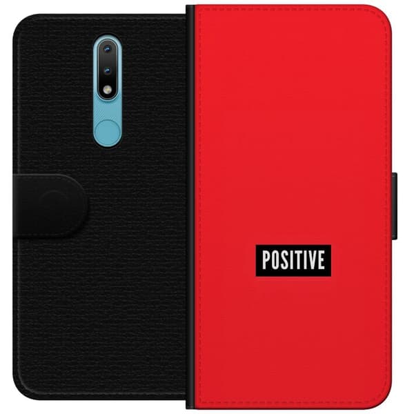 Kompatibelt Plånboksfodral till Nokia 2.4 Positive text röd