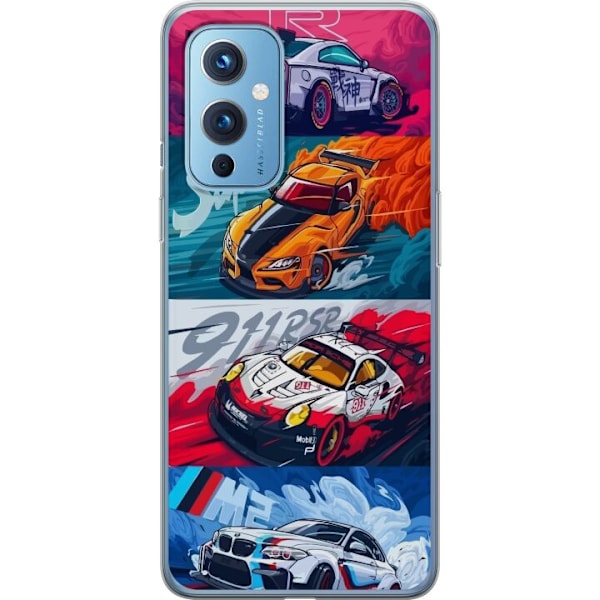 OnePlus 9 Läpinäkyvä kuori Nopeat Autot - Piirretty Kuvio T