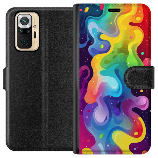 Xiaomi Redmi Note 10 Pro Plånboksfodral Color Splash Abstrakt Konst Design Färgstarkt Mönster Modern Populär Väggkonst Grafiskt Trend