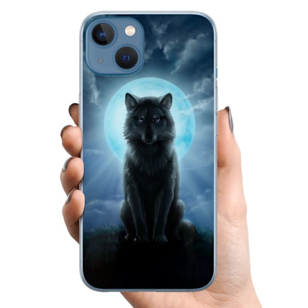 Apple iPhone 13 TPU Matkapuhelimen kuori Susi Pimeässä