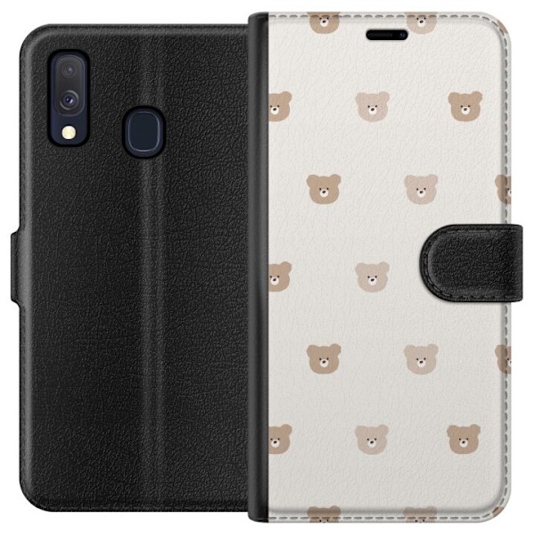 Samsung Galaxy A40 Lompakkokotelo Teddy-tausta - söpöt teddykarhut pehmeällä taustalla