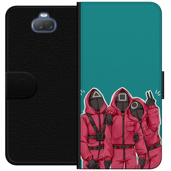 Sony Xperia 10 Plus Tegnebogsetui Squid Game Karakterer Grafisk Design Seriefigurer Populær TV Motiv Asiatisk Stil Spændende Trend
