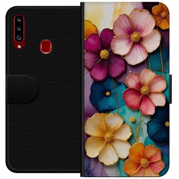 Samsung Galaxy A20s Plånboksfodral Blommor Färger