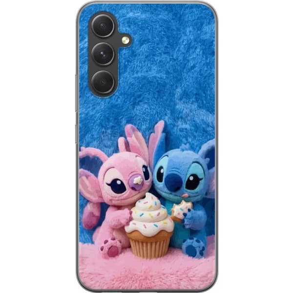 Kompatibelt Mobildeksel til Samsung Galaxy S24+ Søte blå og rosa figurer med stor cupcake og strøssel rosa