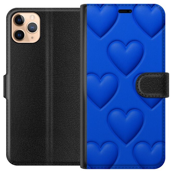 Apple iPhone 11 Pro Max Lommeboketui Blå Hjerter