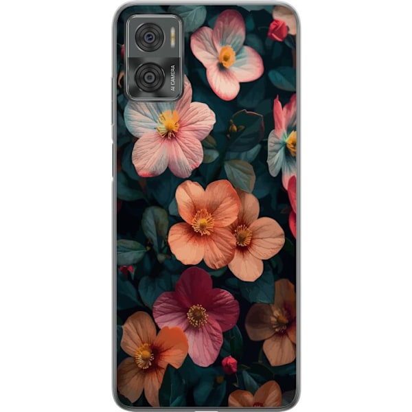 Motorola Moto E22i Gennemsigtig cover Blomster