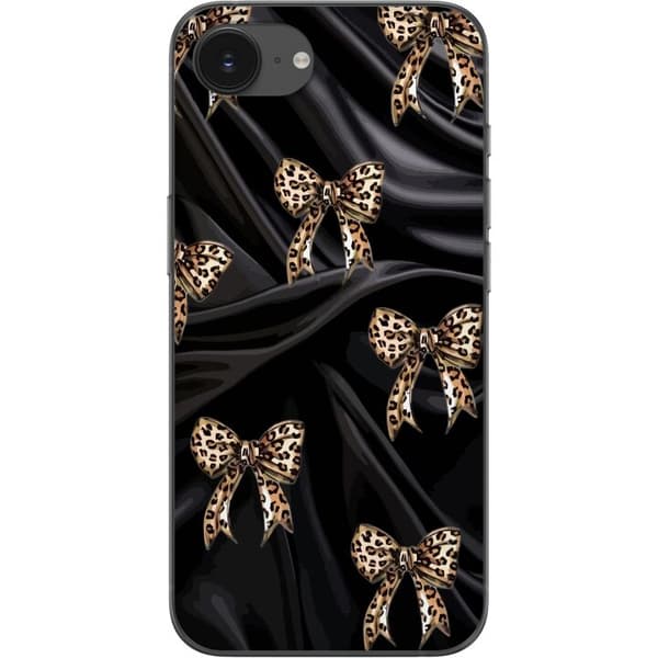 Kompatibel Mobilcover til Apple iPhone 17e Mønster med leopardmønstrede rosetter på sort baggrund, elegant og trendy design med modefølelse
