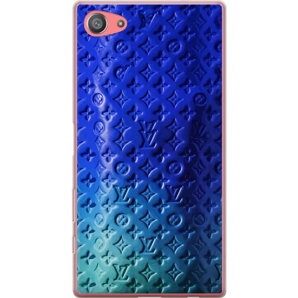 Kompatibelt Mobildeksel til Sony Xperia Z5 Compact Blått luksuriøst monogrammønster med elegant preget tekstur blå