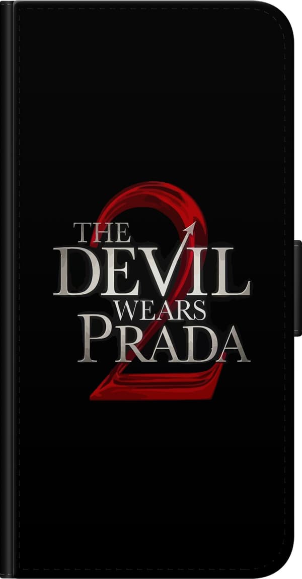 Kompatibel Tegnebogsetui til Samsung Galaxy Note 4 The Devil Wears Prada 2 med hvid filmtitel og et rødt 2-tal på sort baggrund sort