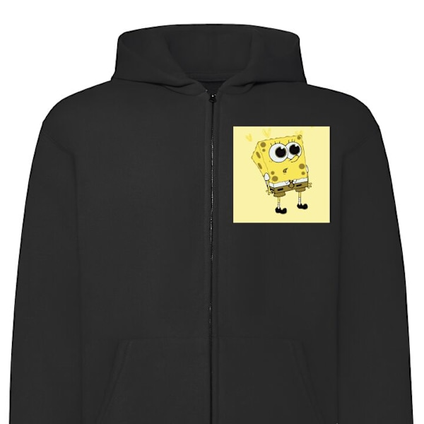 Zip-Hoodie | Hættetrøje med Lynlås til Voksne SvampBob Firkant sort L