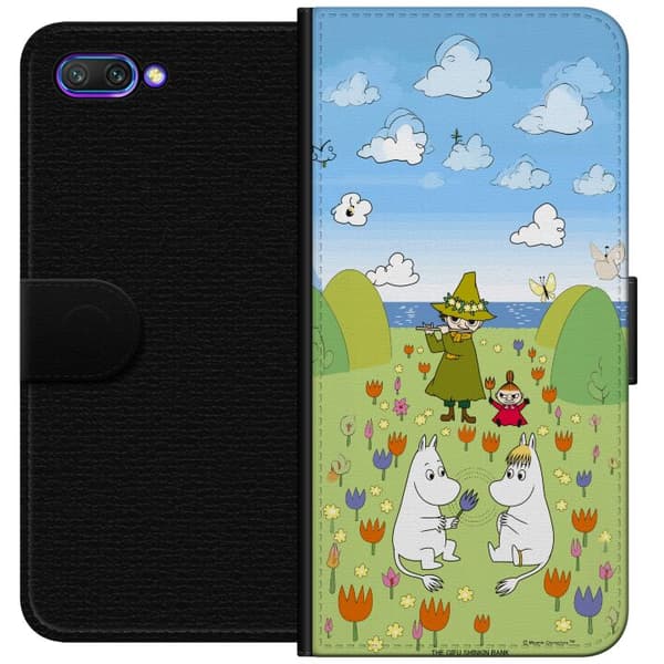 Kompatibelt Plånboksfodral till Honor 10 Mumin i blomsteräng grön