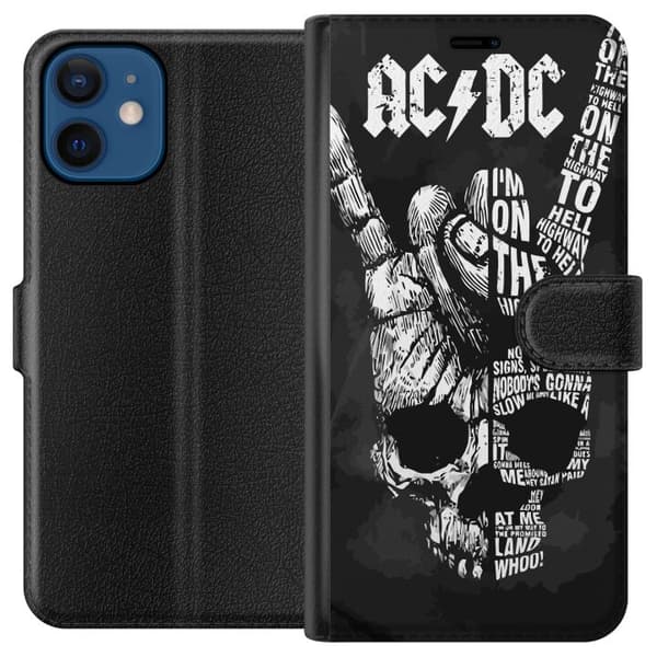 Kompatibel Tegnebogsetui til Apple iPhone 12 AC DC Rock Band Musik Guitar