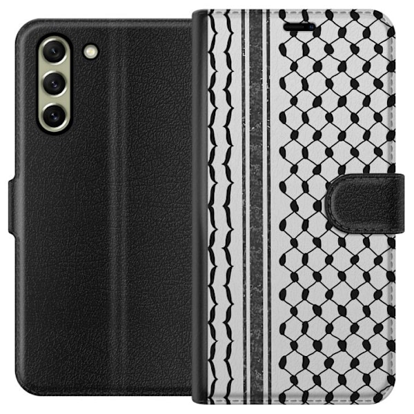 Samsung Galaxy S21 FE 5G Lompakkokotelo Palestiinalainen kuvio - perinteiseen tyyliin inspiroima keffiyeh-kangas
