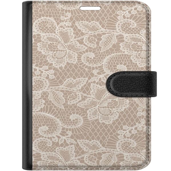 Kompatibelt Plånboksfodral till Apple iPhone Duo Beige spetsmönster beige