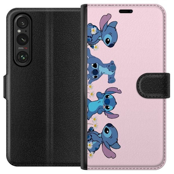Sony Xperia 1 V Plånboksfodral Stitch Skratt & Bus – Perfekt för Mobilskal eller Poster