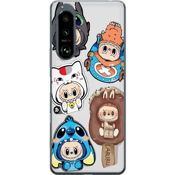 Sony Xperia 5 III Gennemsigtig cover Labubu figur samling - Pop Mart Labubu The Monsters i farverigt design