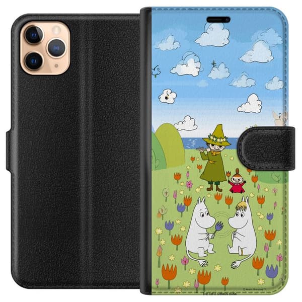 Kompatibel Tegnebogsetui til Apple iPhone 11 Pro Max Mumin i blomsteräng grøn