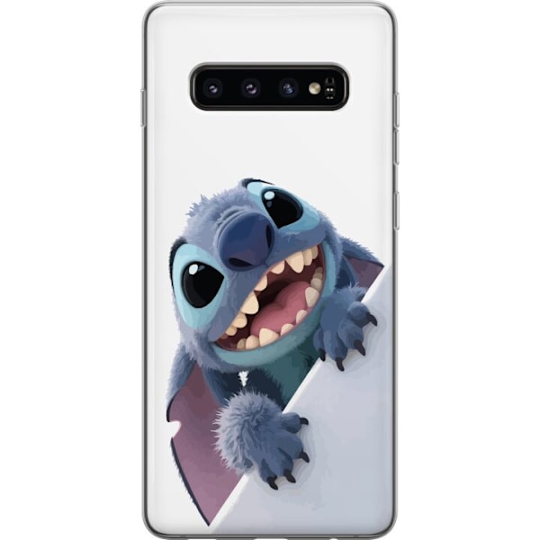 Samsung Galaxy S10 Genomskinligt Skal Happy Stitch – glad figur med charmig uttryck