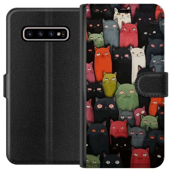 Kompatibelt Lommeboketui til Samsung Galaxy S10+ Katter
