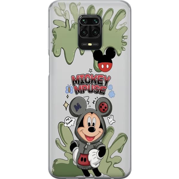 Kompatibelt Mobildeksel til Xiaomi Redmi Note 9S Mikke Mus i grå hettegenser med tegneseriedesign grå